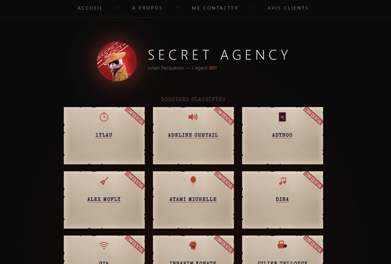 Projet Secret Agency – site web HTML CSS JavaScript